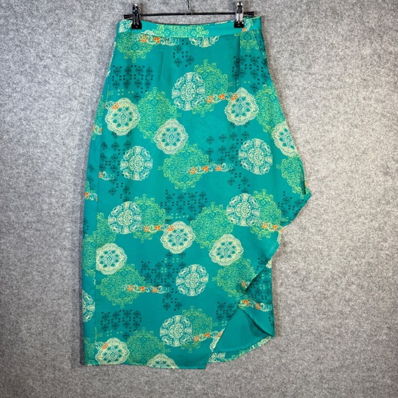 Worthington Dresses & Skirts - Worthington Teal Mandala Print Asymmetrical‎ Hem Midi Skirt Women's Size 4